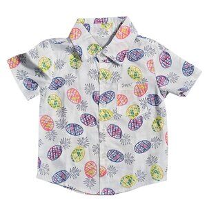 NWOT | Baby Boy Tropical Multi-Color Pineapple Print Button-Up Shirt | 9-12 M